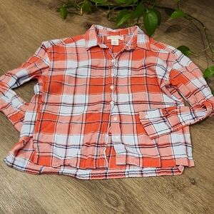 Women's Red and Baby Blue Plaid Shirt